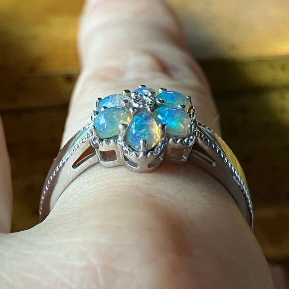 Natural Ethiopian Opal Sterling Silver Ring Size 10 - Picture 2 of 10